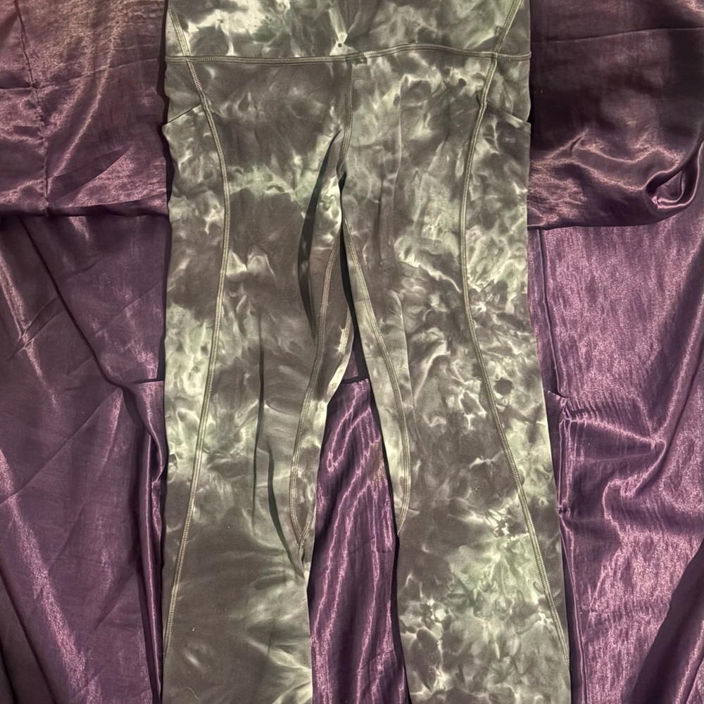 Lululemon High Rise Ankle Leggings Tie Dye Black & Gray Women's Size 6